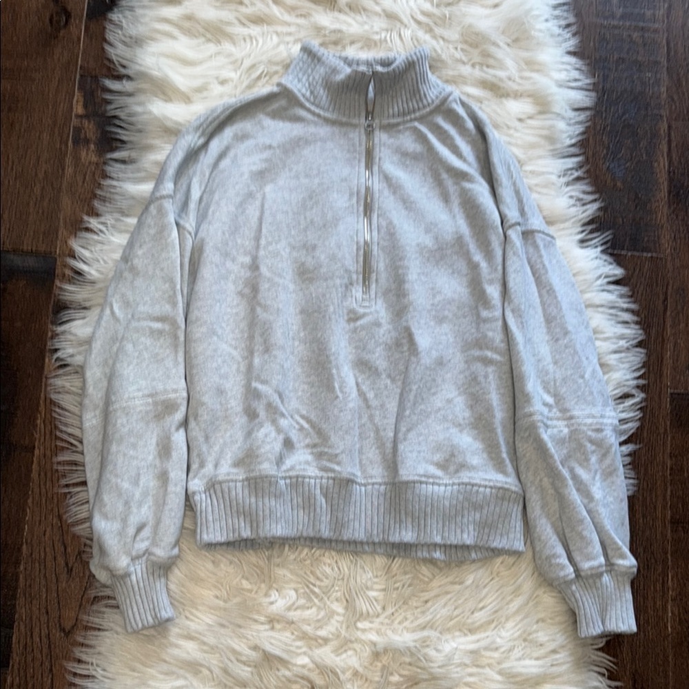 Gray Half-Zip Aerie Pullover Sweater